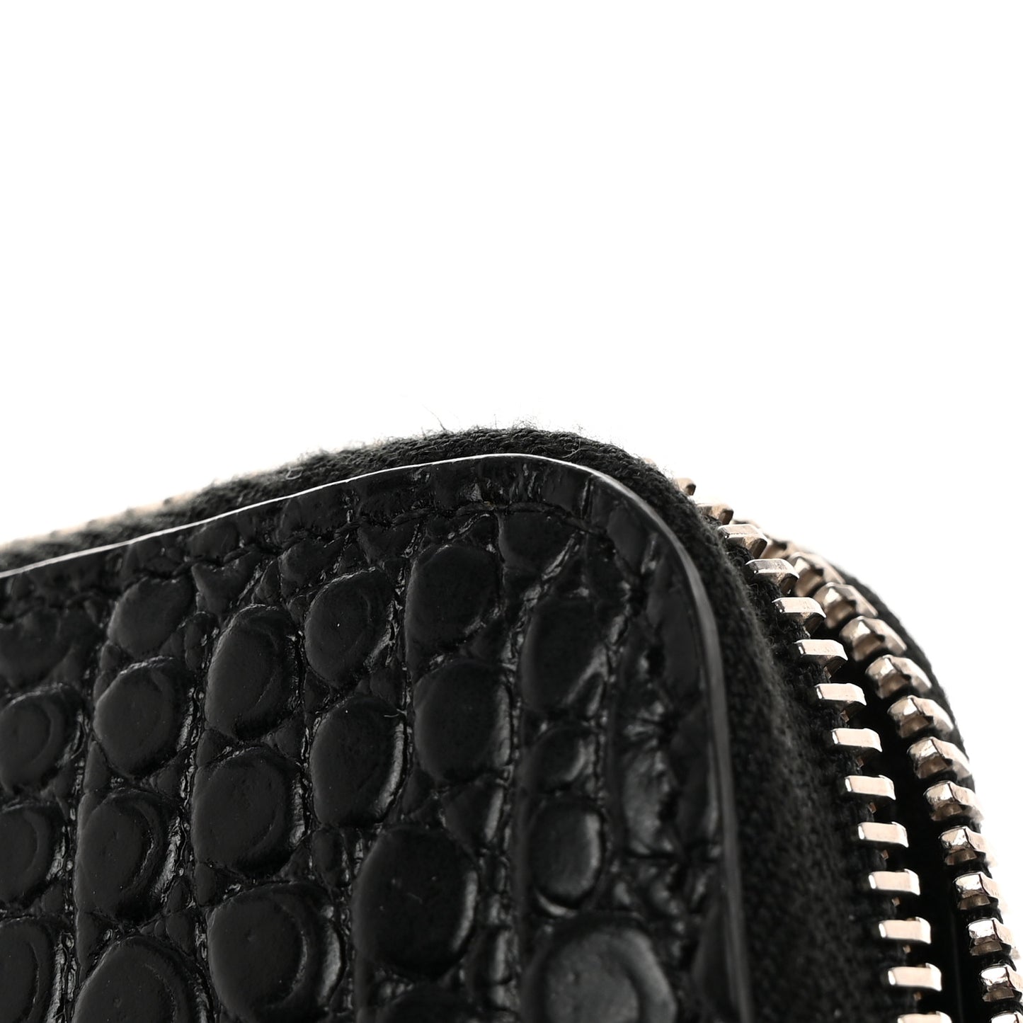 Calfskin Crocodile Embossed Monogram Zip Around Wallet Black