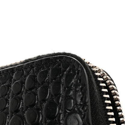 Saint Laurent Calfskin Crocodile Embossed Monogram Zip Around Wallet Black 7 of 7