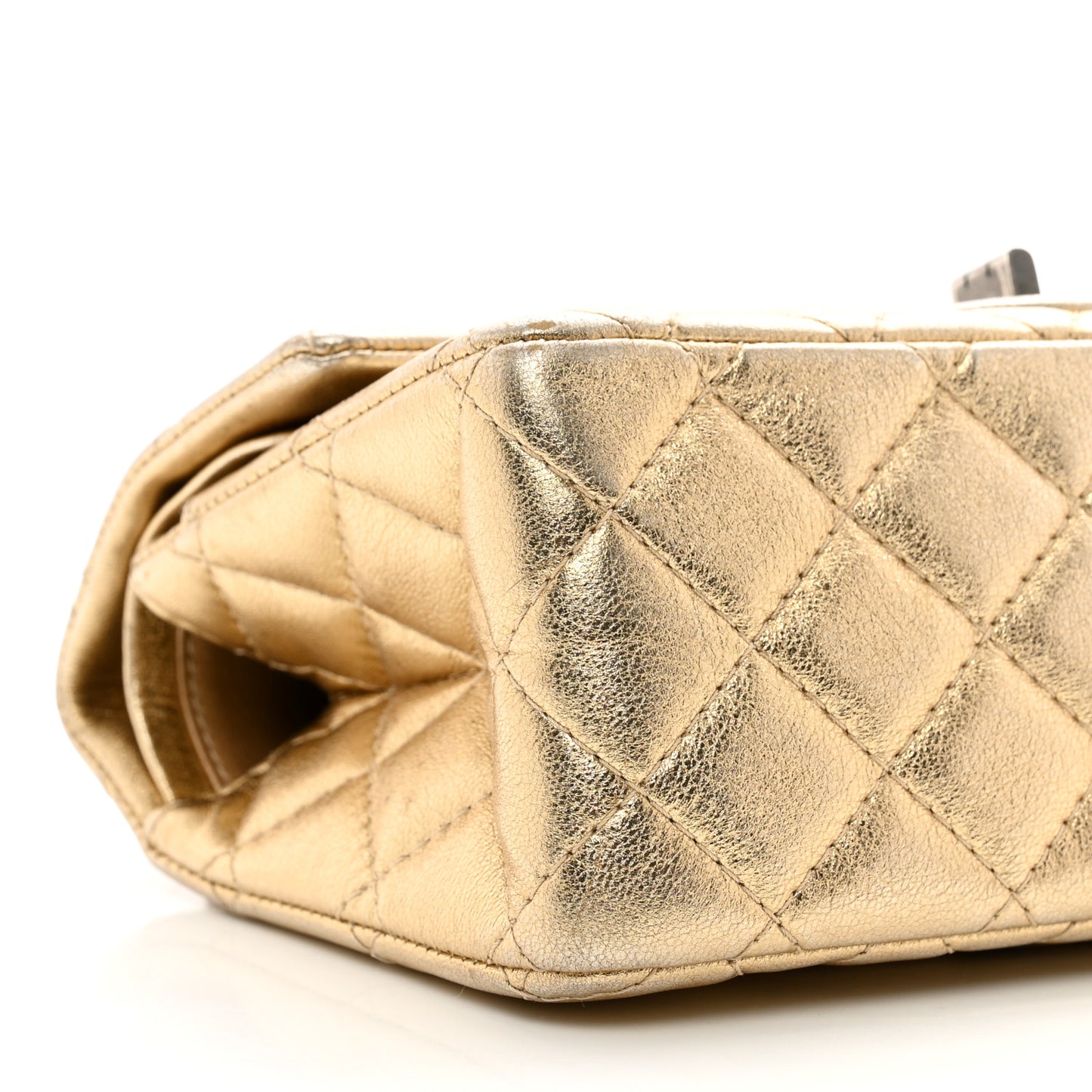 Metallic Lambskin Quilted 2.55 Reissue 224 Flap Gold