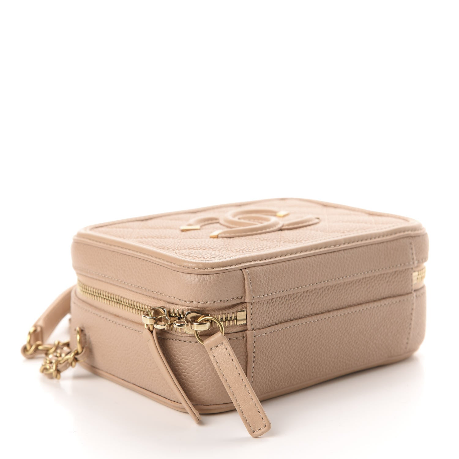 Chanel Caviar Quilted Small CC Filigree Vanity Case Beige 3 of 10