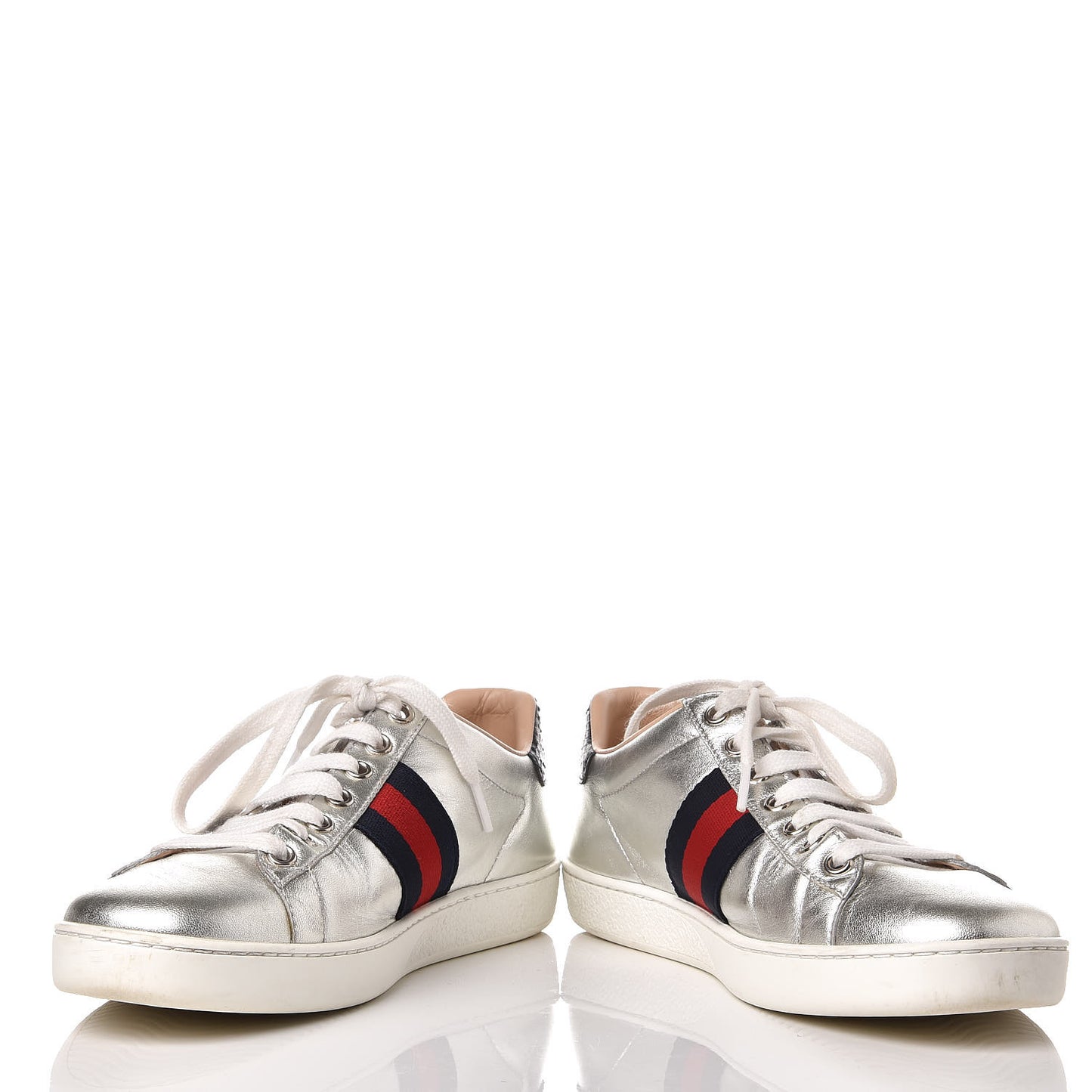 Metallic Nappa Silk Ayers Web Womens Ace Sneakers 37 Silver