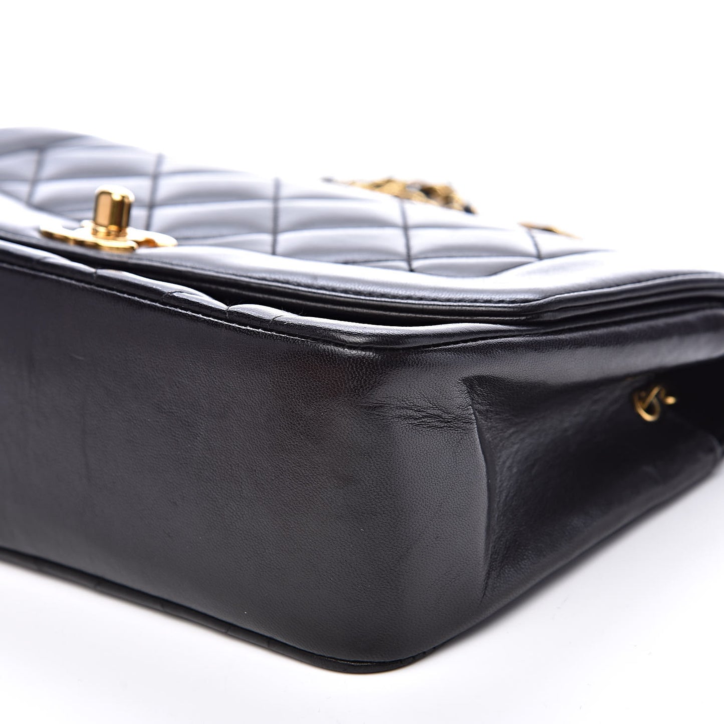 Lambskin Quilted Small Single Flap Bag Black