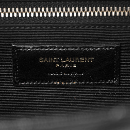 Saint Laurent Grain De Poudre Matelasse Chevron Large Monogram Satchel Black 8 of 8