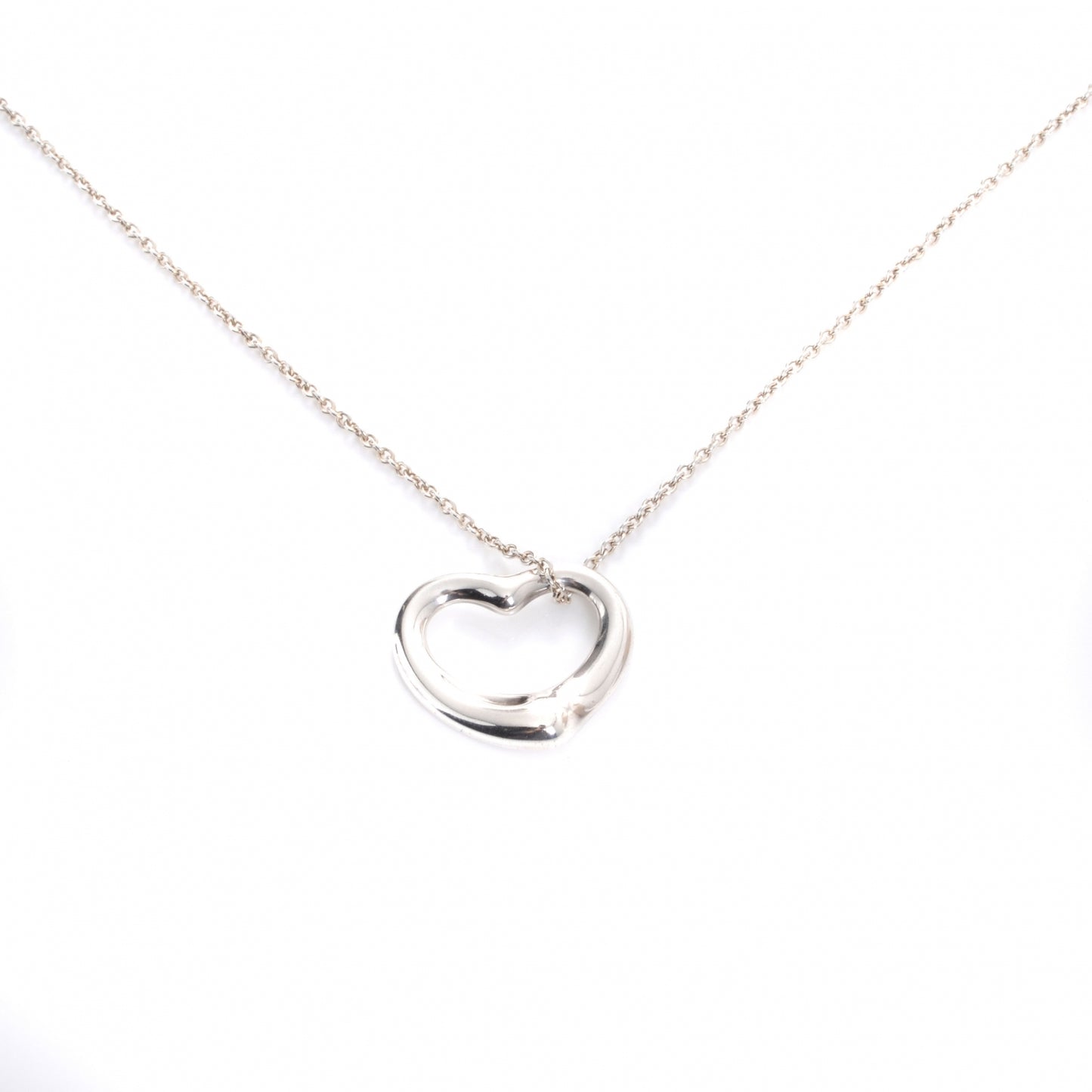 Sterling Silver 16mm Elsa Peretti Open Heart Pendant Necklace