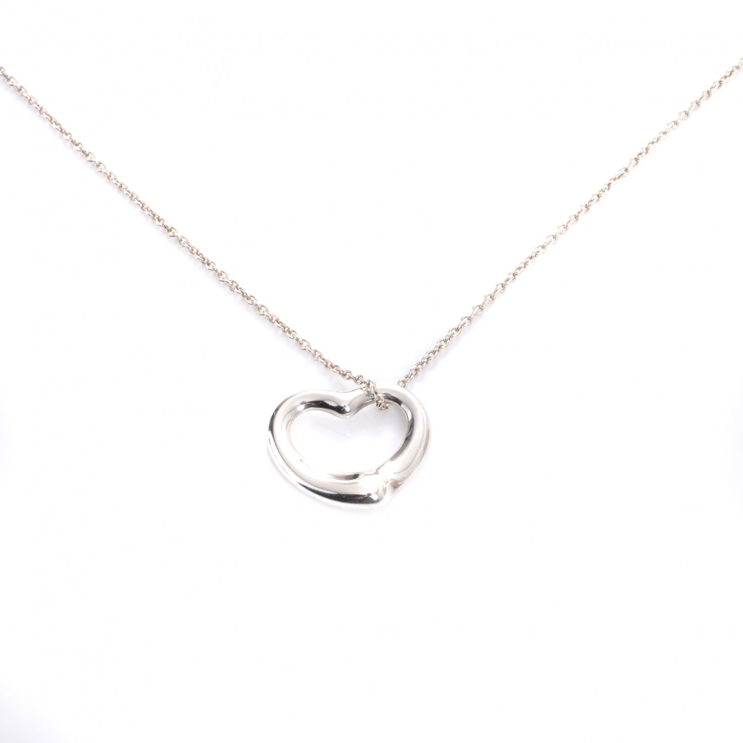 Tiffany Sterling Silver 16mm Elsa Peretti Open Heart Pendant Necklace 1 of 6