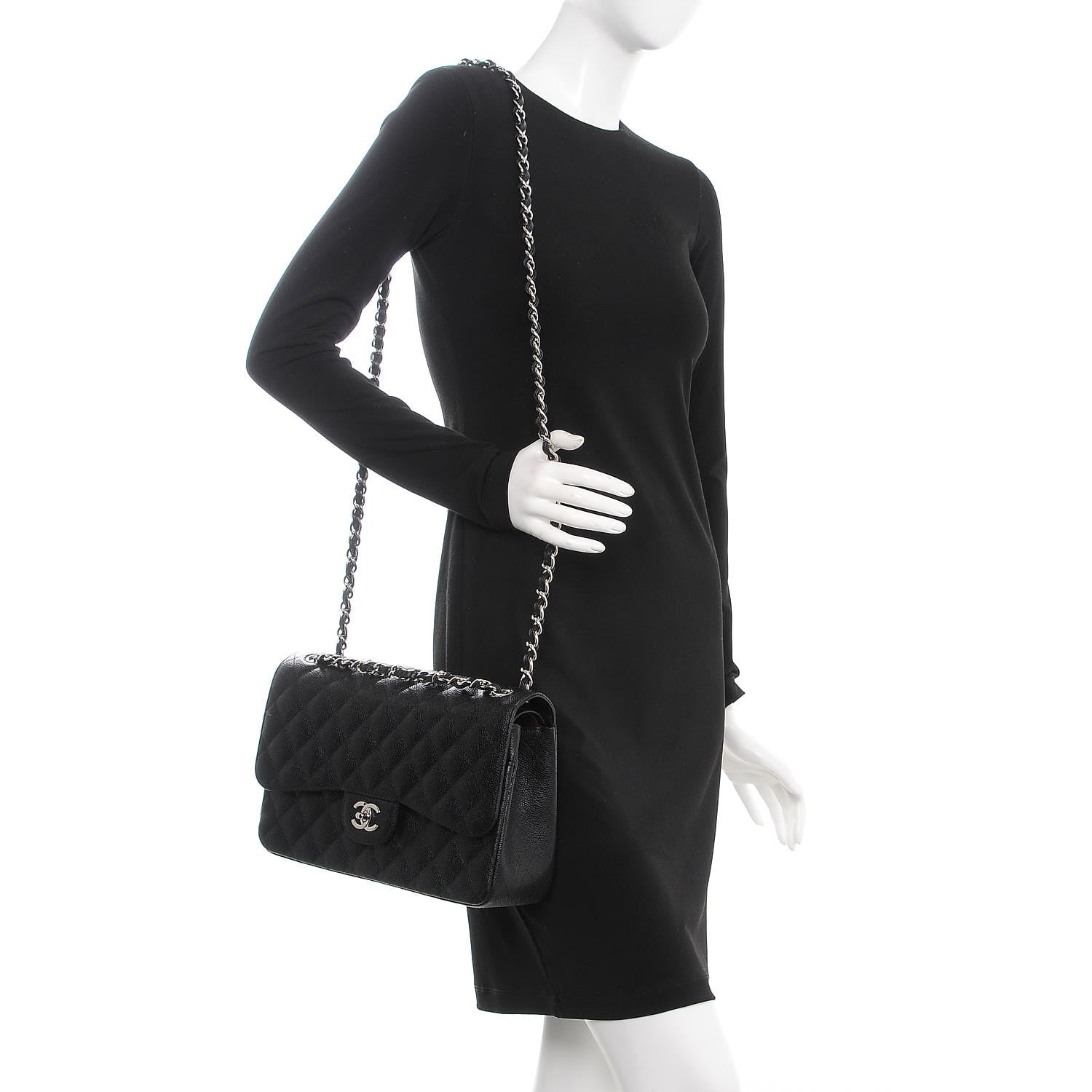 Chanel Caviar Quilted Jumbo Double Flap Black 3 of 9