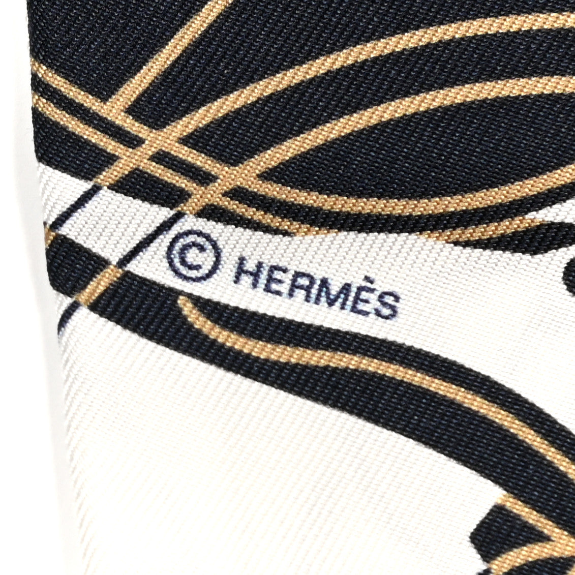 Hermes Silk Ex-Libris Twilly White Marine Gris 3 of 4