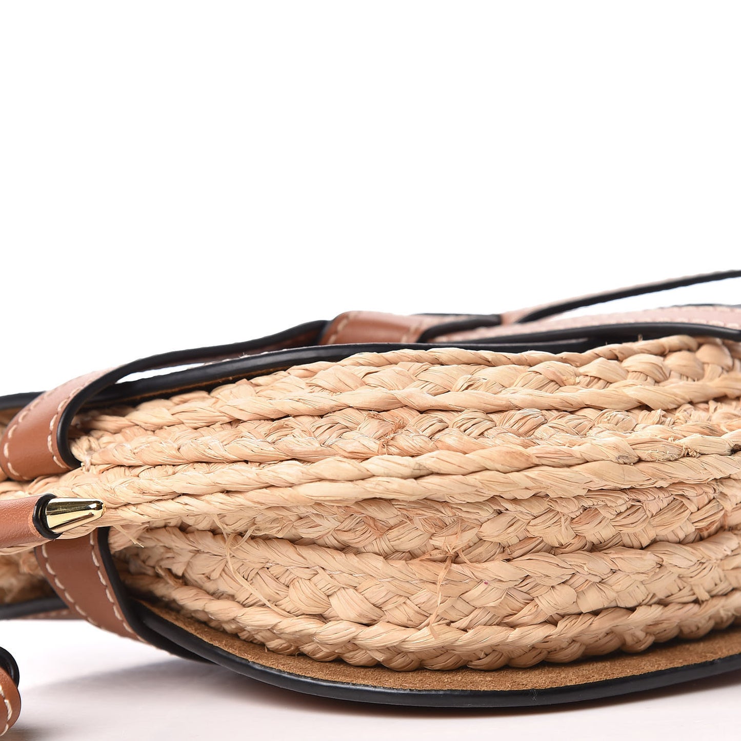 Calfskin Raffia Mini Gate Crossbody Bag Natural Tan