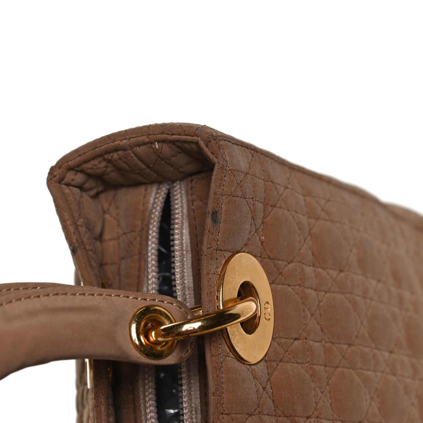 Nylon Cannage Medium Lady Dior Tan