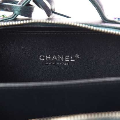 Chanel Iridescent Caviar Quilted Small CC Filigree Vanity Case Dark Turquoise 6 of 10
