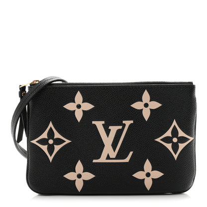 Louis Vuitton Empreinte Monogram Giant Double Zip Pochette Black Cream 1 of 10