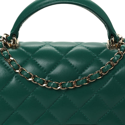 Chanel Lambskin Quilted Mini Top Handle Rectangular Flap Green 8 of 10