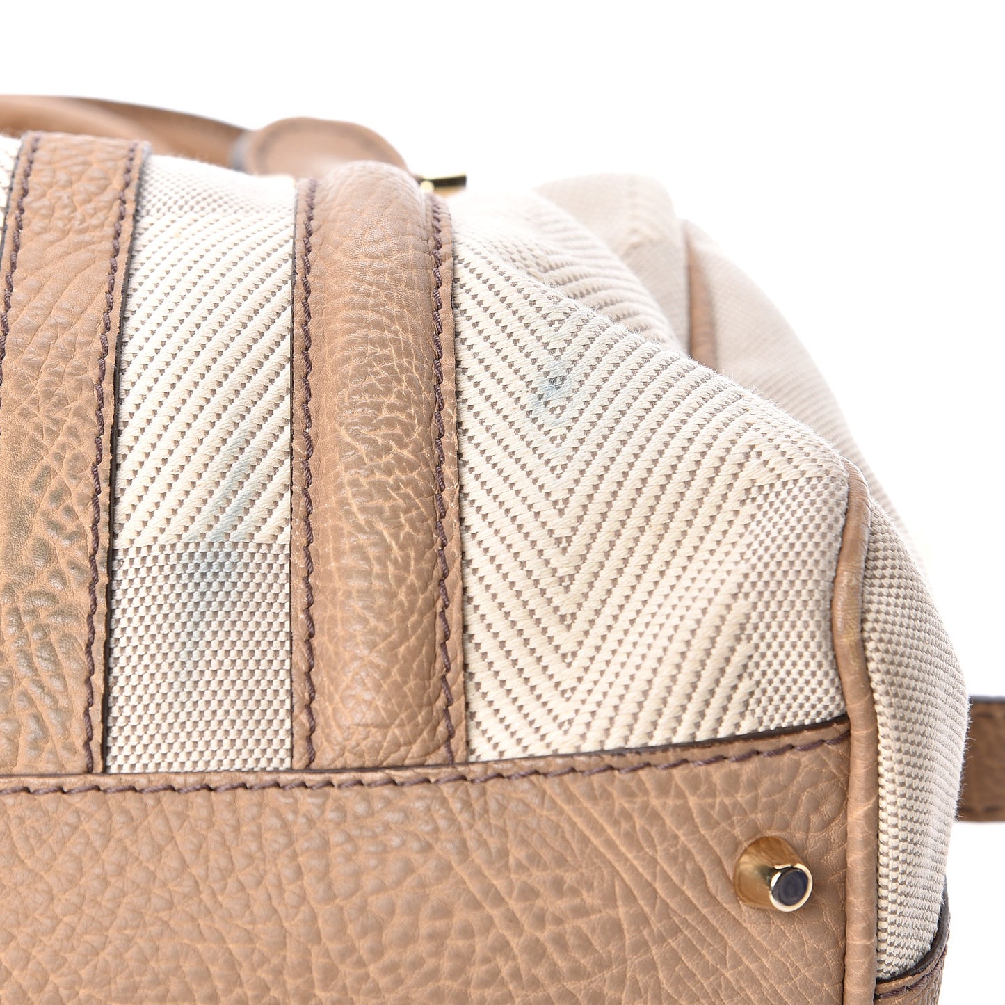 Grainy Calfskin Canvas Nevinson Bowling Bag Beige