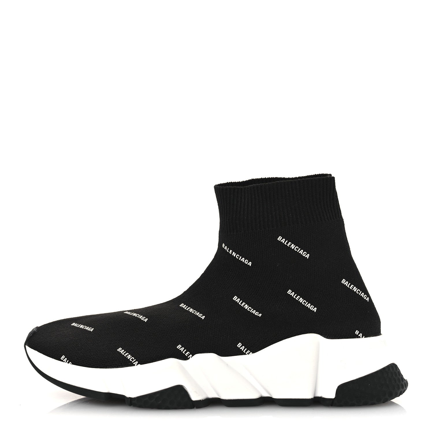 Balenciaga Neoprene Knit Allover Logo Bi-Color Sole Womens Speed Sneakers 35 Black White 2 of 26