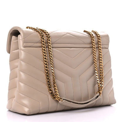 Saint Laurent Calfskin Y Quilted Monogram Medium Loulou Chain Satchel Dark Beige 3 of 19