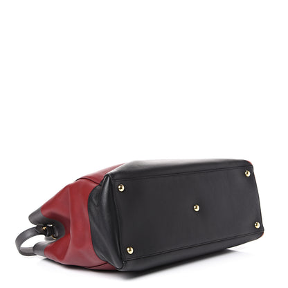 Fendi Calfskin Colorblock Regular 2Jours Tote Grigio Blush Currant Red 3 of 13