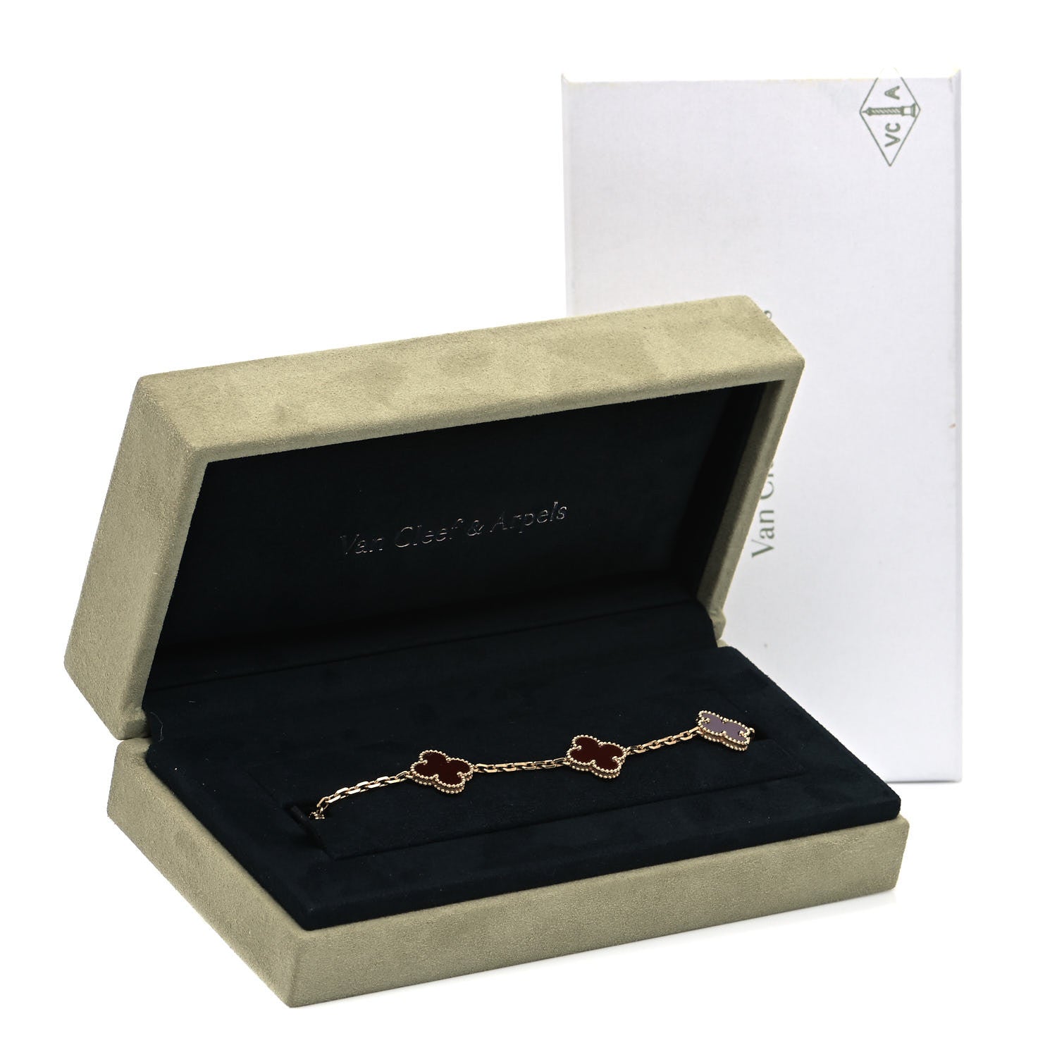 Van Cleef & Arpels 18K Yellow Gold Carnelian 5 Motifs Vintage Alhambra Bracelet 7 of 7