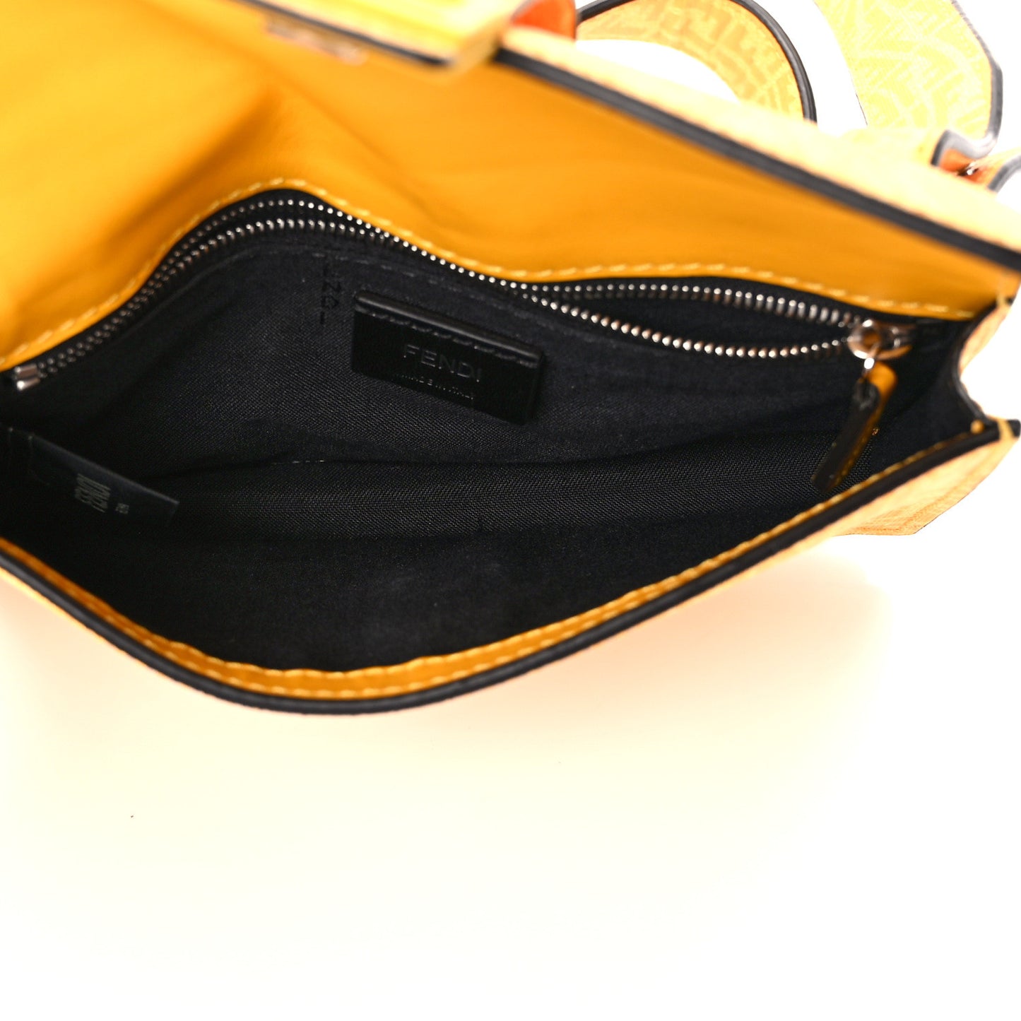 X SARAH COLEMAN Glazed Fabric Enamel Small FF Vertigo Baguette Belt Pouch Mimosa