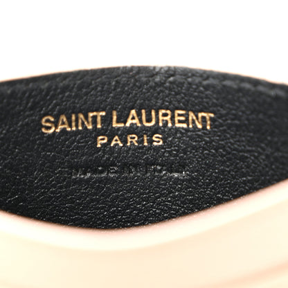 Saint Laurent Grain De Poudre Matelasse Chevron Monogram Credit Card Case Pale Pink 6 of 11