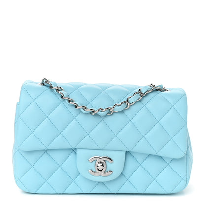 Chanel Lambskin Quilted Mini Rectangular Flap Neon Blue 1 of 9