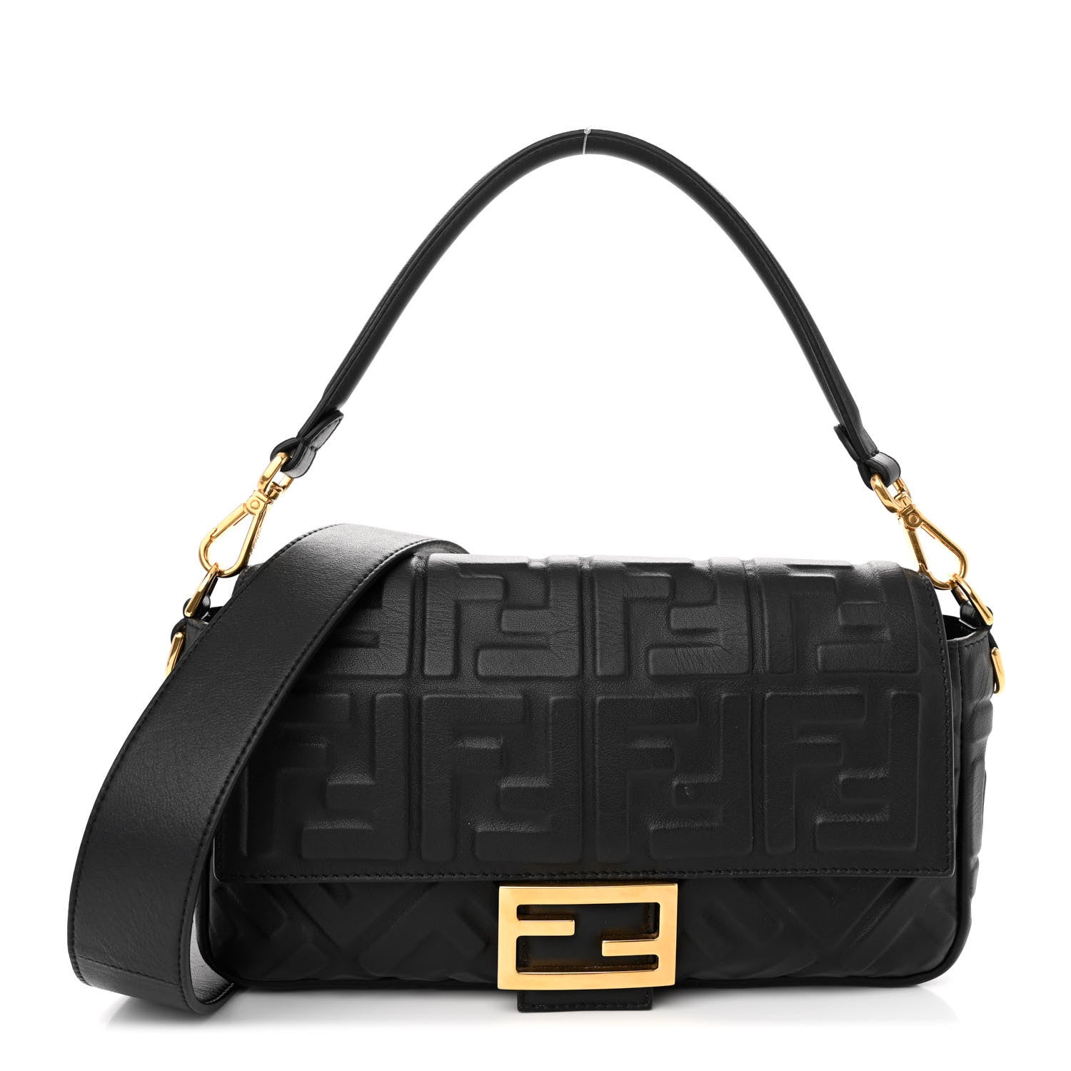 Fendi Nappa FF 1974 Embossed Baguette Black 1 of 11