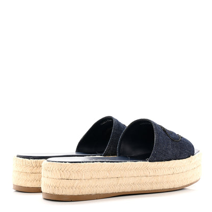 Prada Denim Logo Espadrilles Sandals 40 Blue 4 of 12