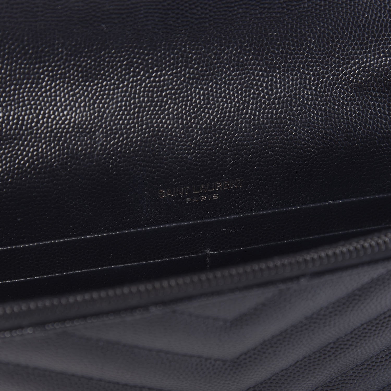 Saint Laurent Grain De Poudre Matelasse Chevron Monogram Envelope Chain Wallet Black 8 of 10