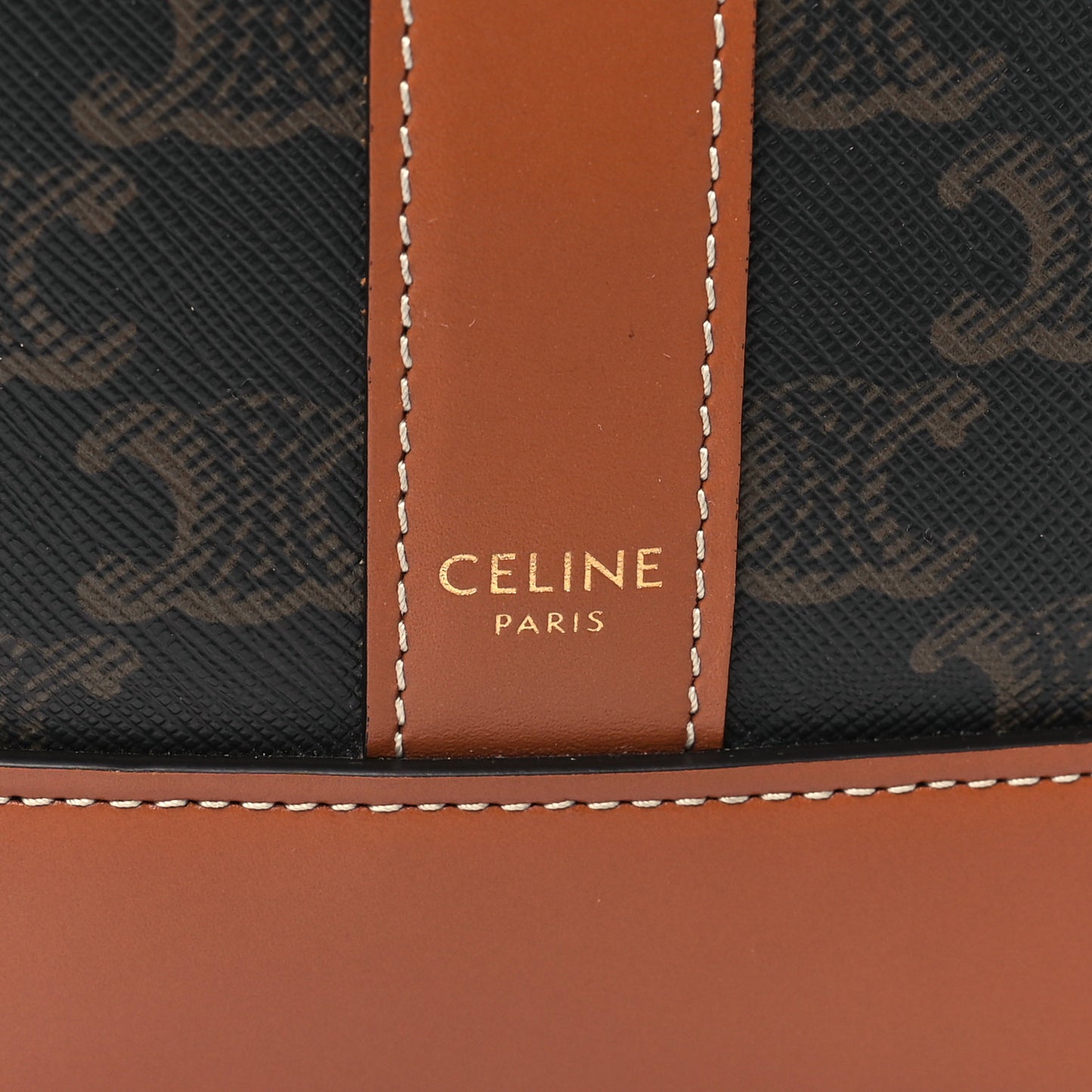 Triomphe Canvas Calfskin Small Bucket Bag Tan