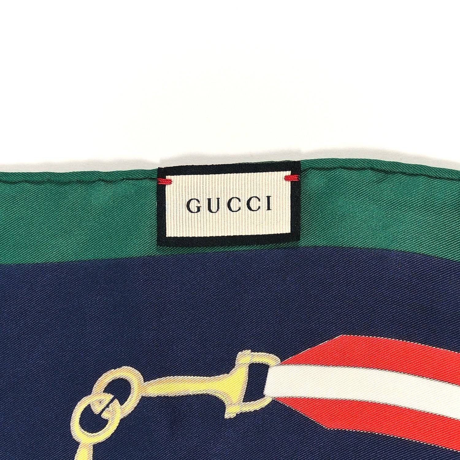 Gucci Silk Horsebit Stripe Scarf Red Green 4 of 4