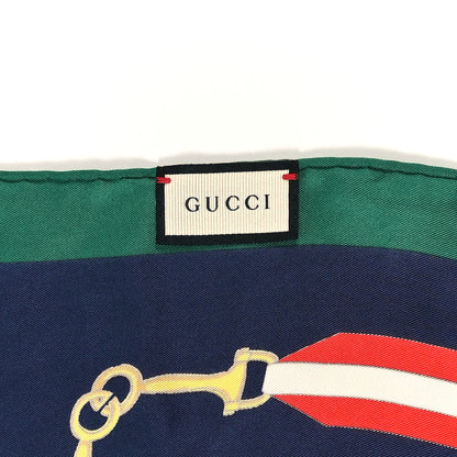 Gucci Silk Horsebit Stripe Scarf Red Green 4 of 4