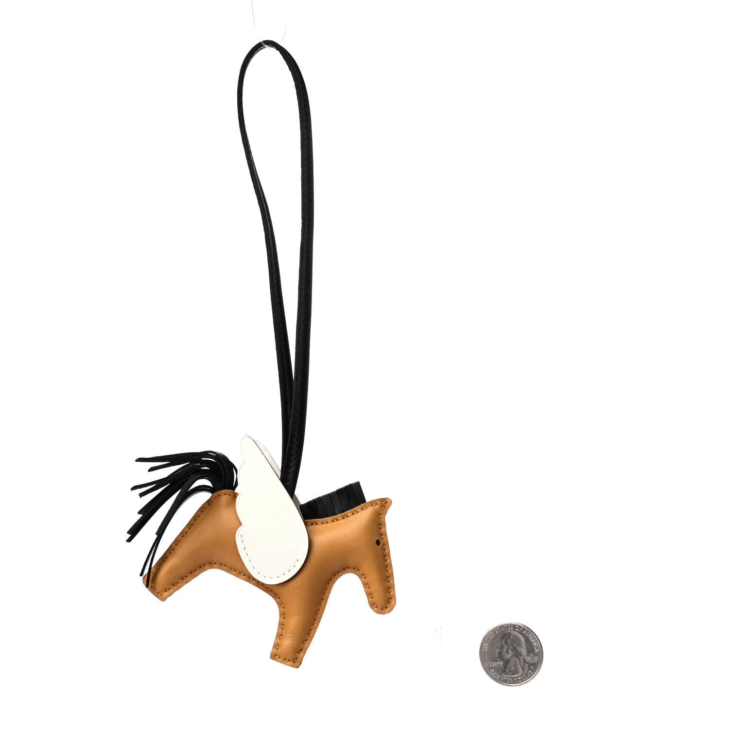 Hermes Milo Lambskin Grigri Rodeo Pegase Horse Bag Charm PM Sesame Black Nata 2 of 4