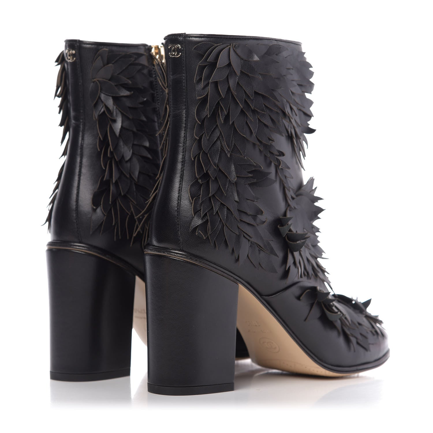 Chanel Lambskin CC Short Boots 37.5 Black 4 of 11