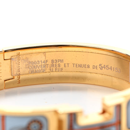 Hermes Enamel Printed Narrow Couvertures et Tenues de Jour Clic Clac H Bracelet PM Orange Blue 5 of 5