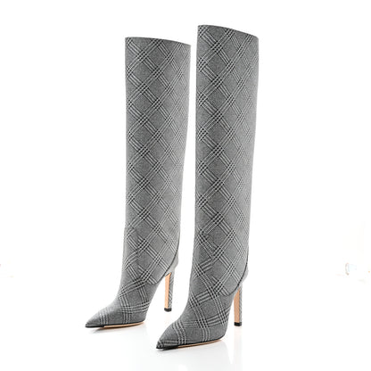 Jimmy Choo Salpa Prince of Stars Glitter Mavis 100 Tall Boots 35 Silver 3 of 8