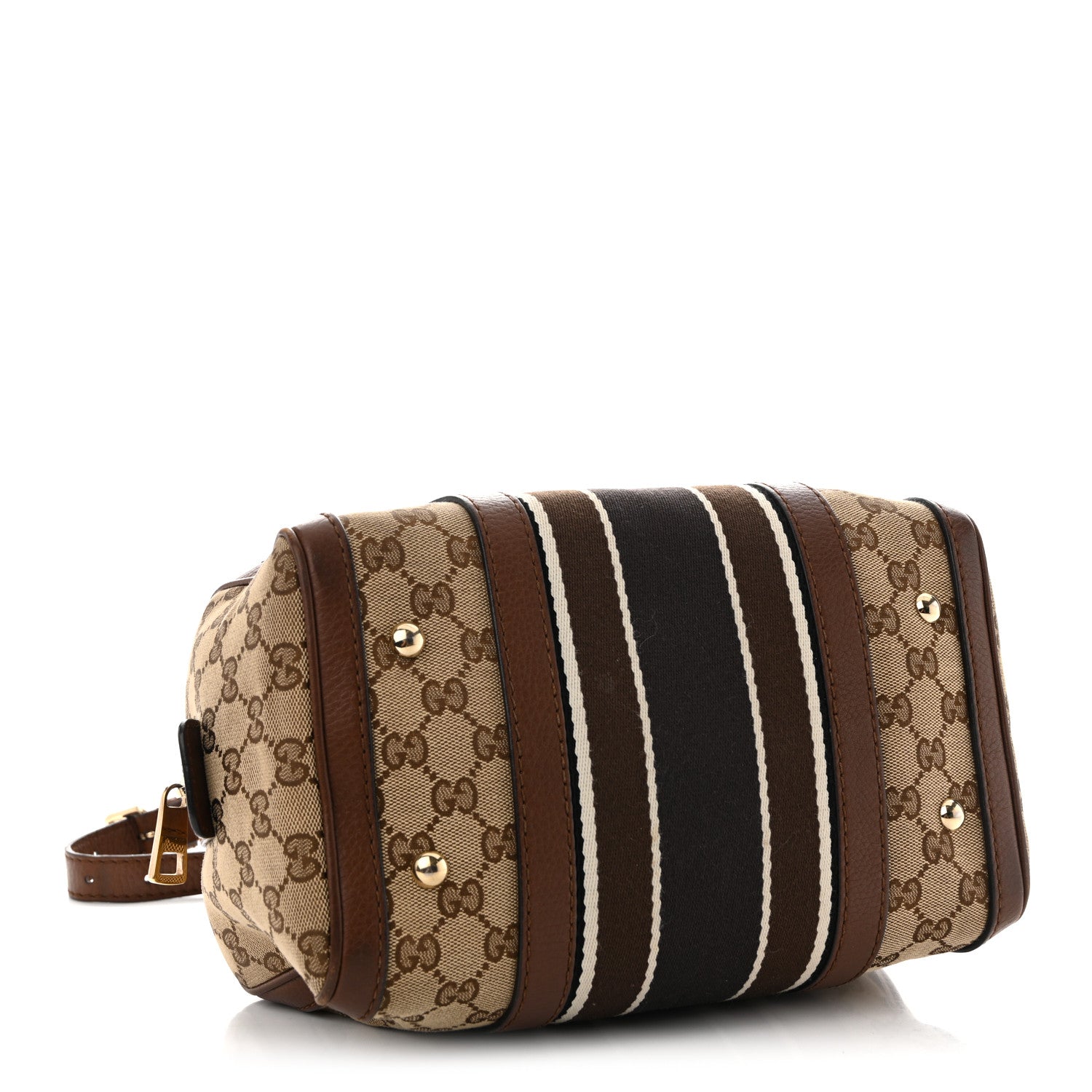 Gucci Monogram Vintage Web Small Boston Brown 4 of 16