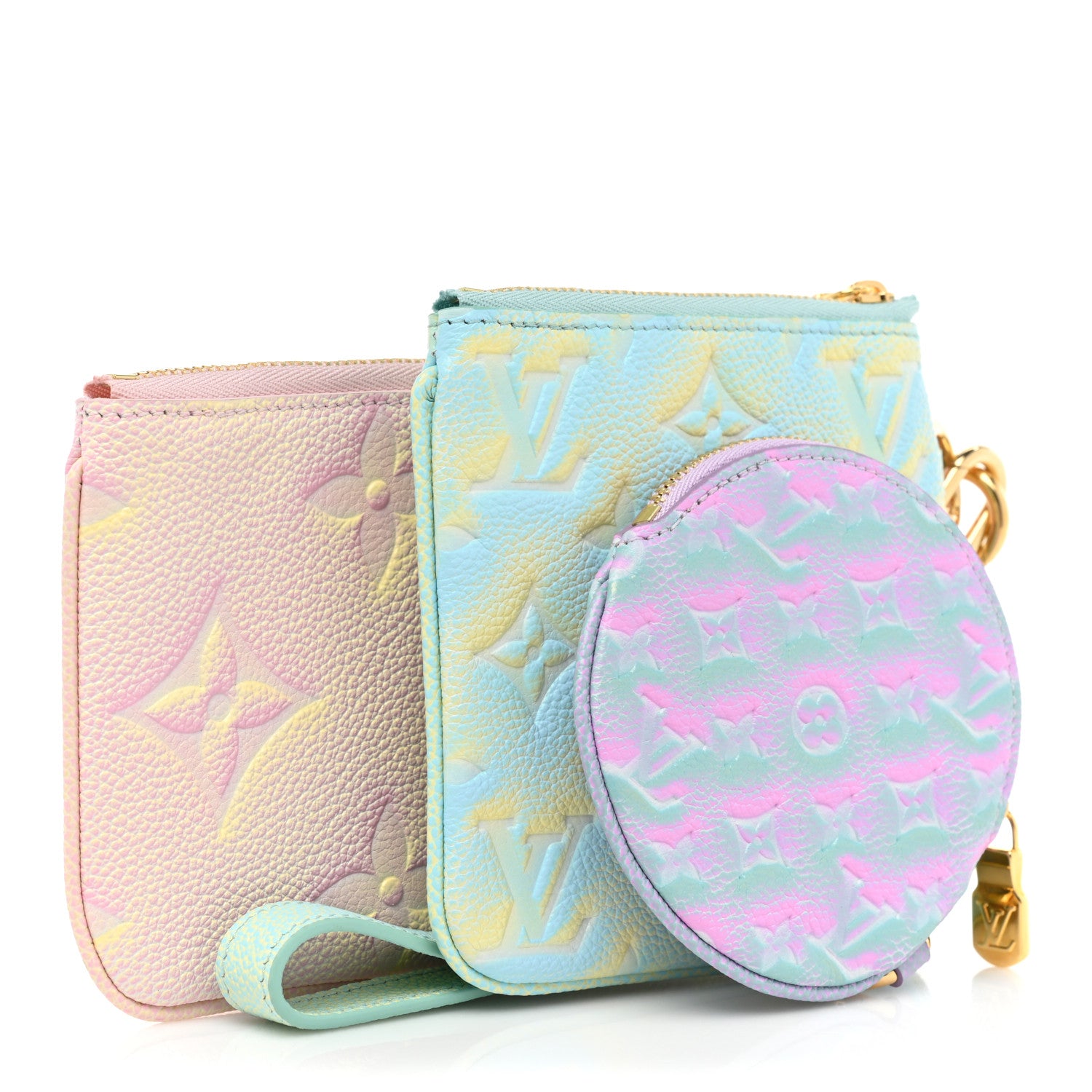 Louis Vuitton Empreinte Monogram Summer Stardust Trio Pouch Pink Water Green Lilas 3 of 9