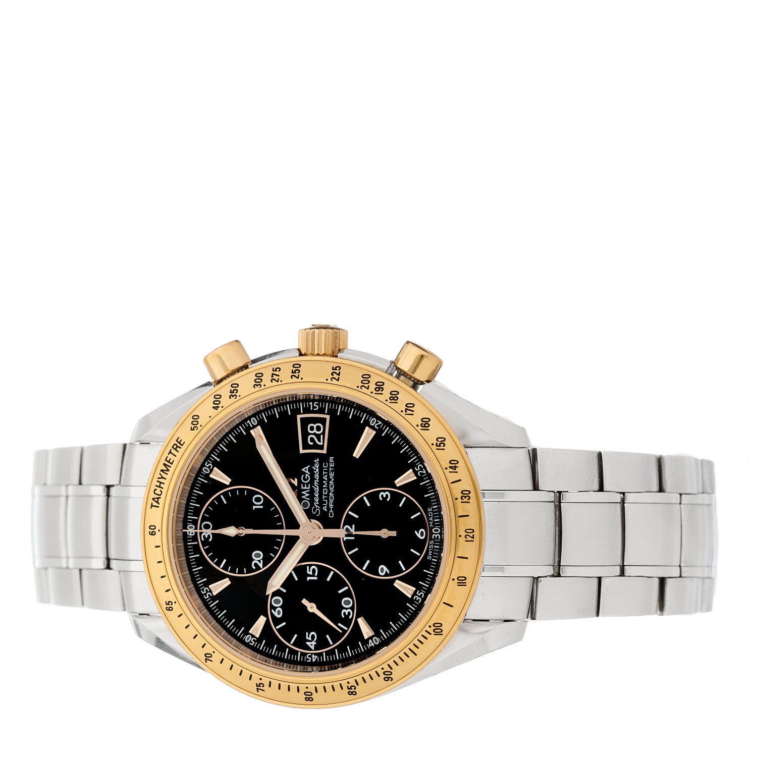 Omega Stainless Steel 18K Yellow Gold 40mm Speedmaster Chronograph Automatic Watch Black 323.21.40.40.01.001 2 of 4
