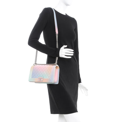 Chanel Caviar Quilted Medium Rainbow Boy Flap Pink Multicolor 2 of 8