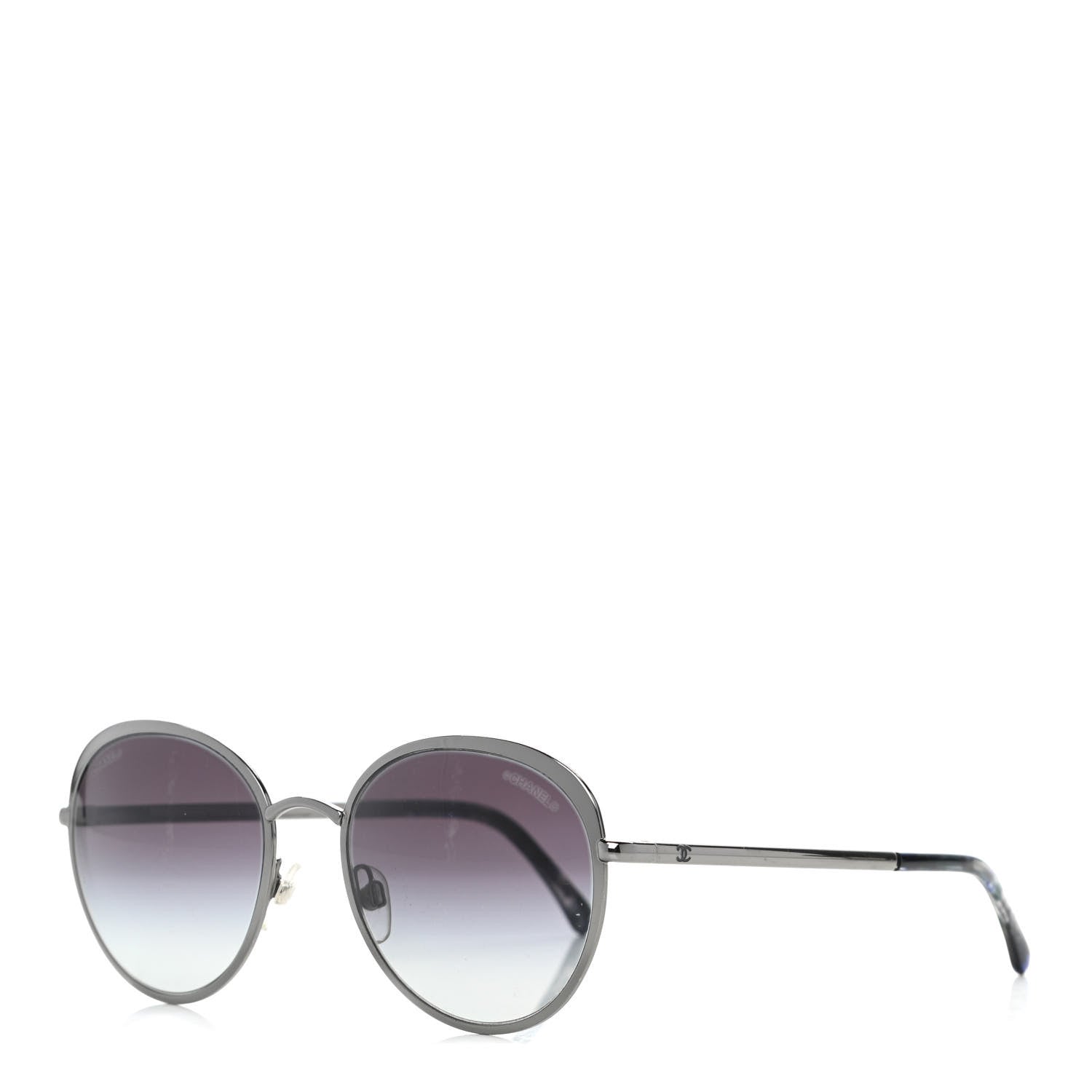 Chanel Round Spring Sunglasses 4206 Black Silver 1 of 8