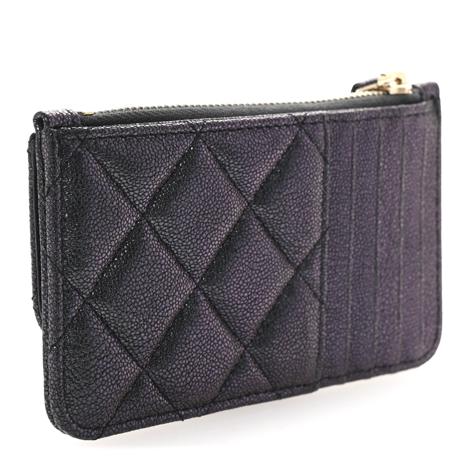 Chanel Iridescent Caviar Quilted Flap Zip Card Holder Black 3 of 8