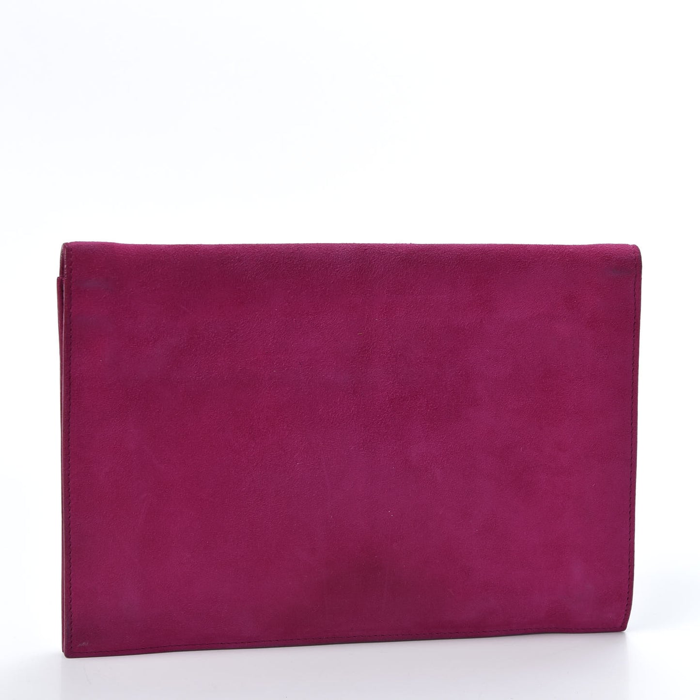Suede Y Envelope Clutch Fuchsia