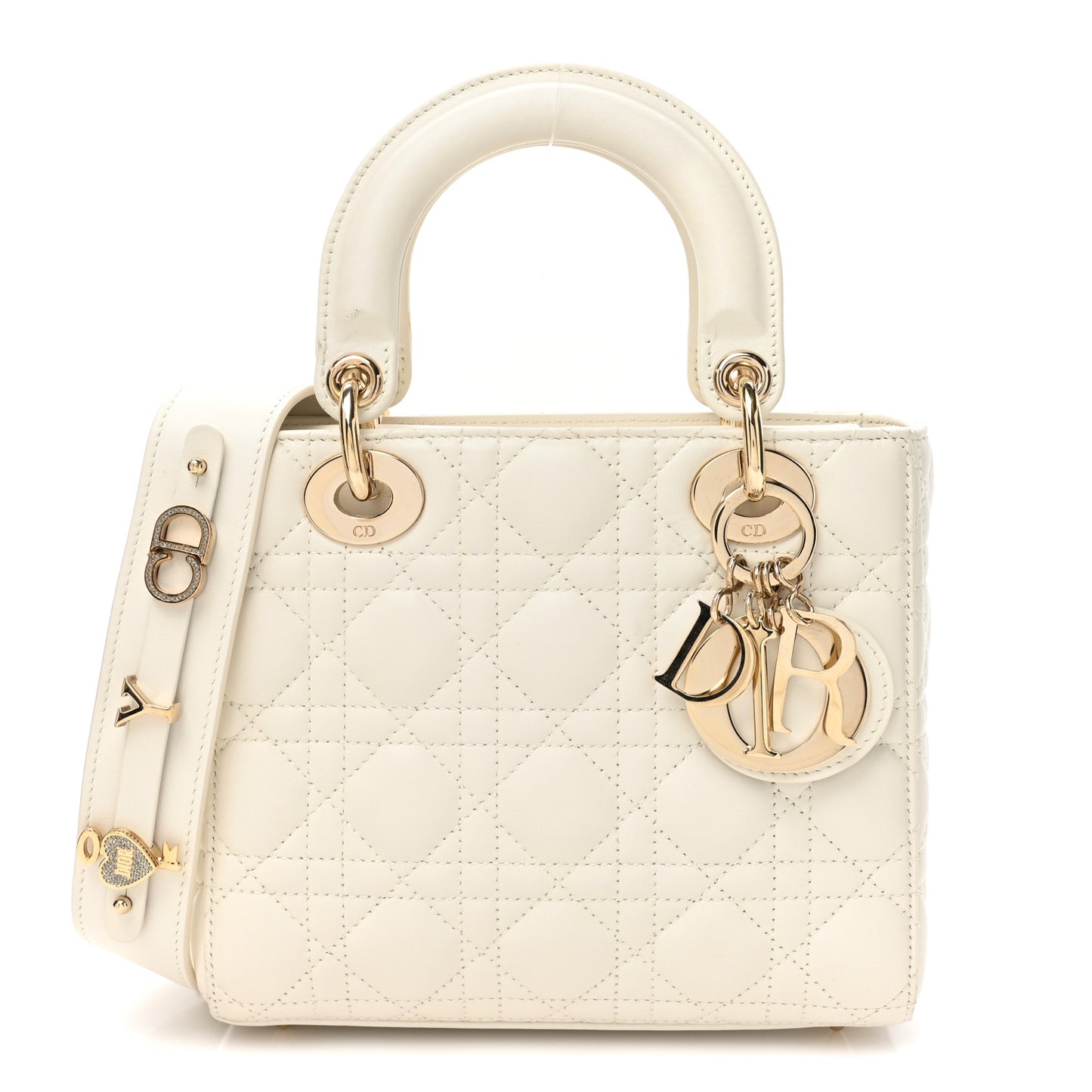Lambskin Cannage Small My ABCDior Lady Dior White