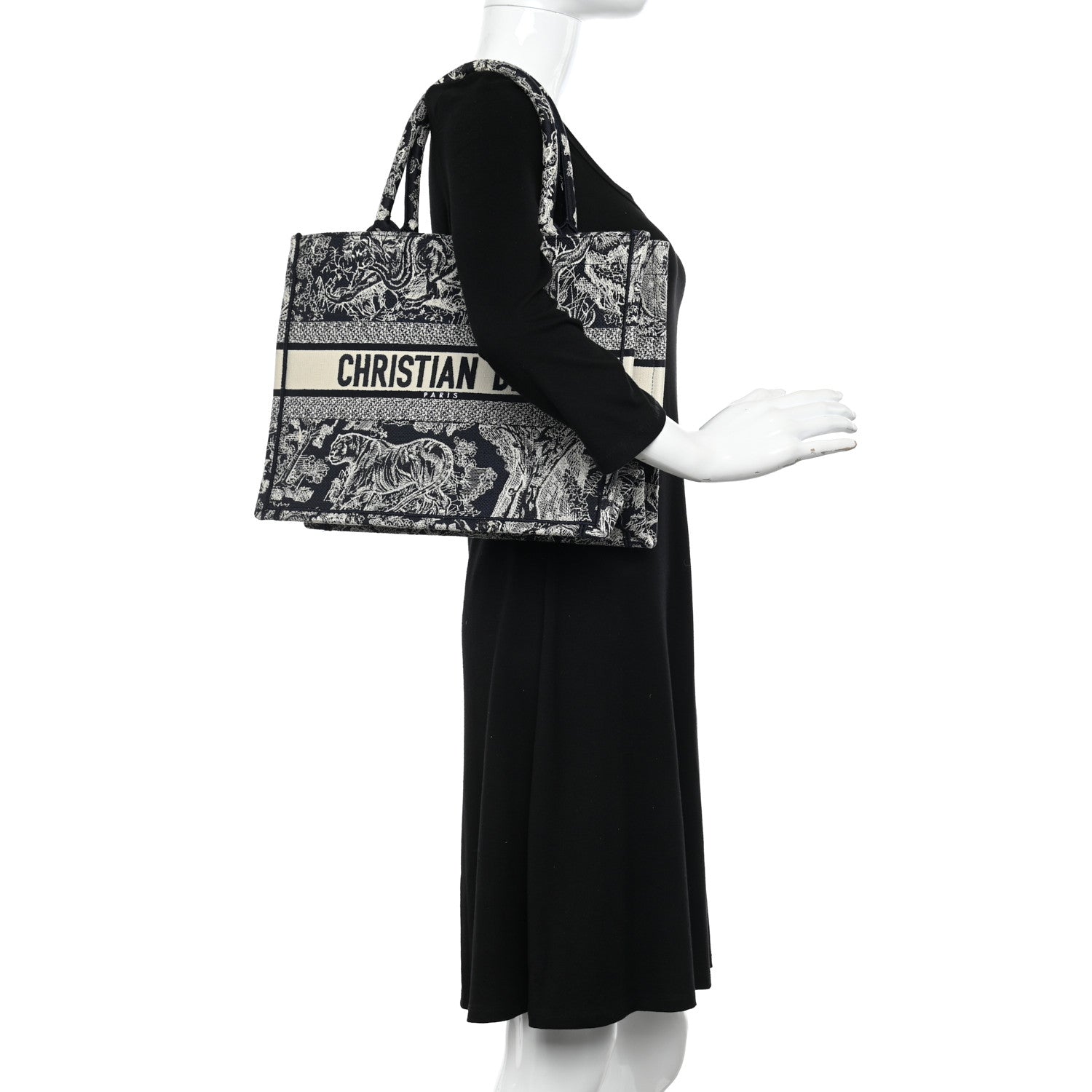 Christian Dior Canvas Embroidered Medium Toile De Jouy Reverse Book Tote Blue 2 of 11