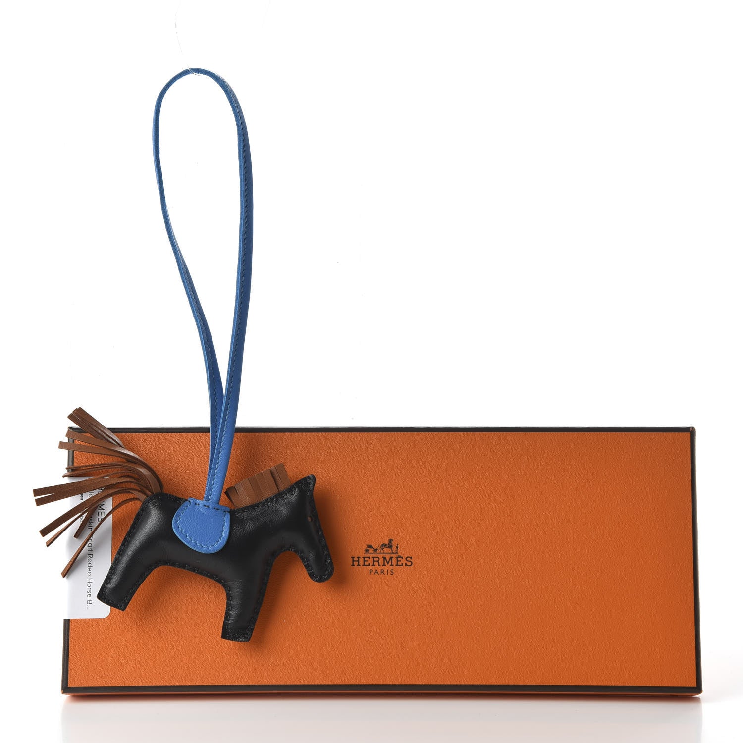 Hermes Milo Lambskin Grigri Rodeo Horse Bag Charm PM Black Gold Bleu Zanzibar 4 of 4