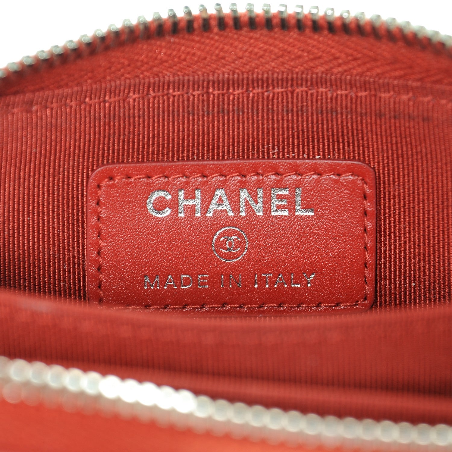 Chanel Caviar Chevron Quilted Zip Around Coin Purse Red 6 of 7