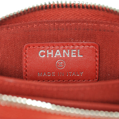 Chanel Caviar Chevron Quilted Zip Around Coin Purse Red 6 of 7