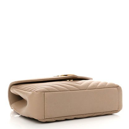 Saint Laurent Sheepskin Matelasse Chevron Monogram Medium College Bag Dark Beige 4 of 13