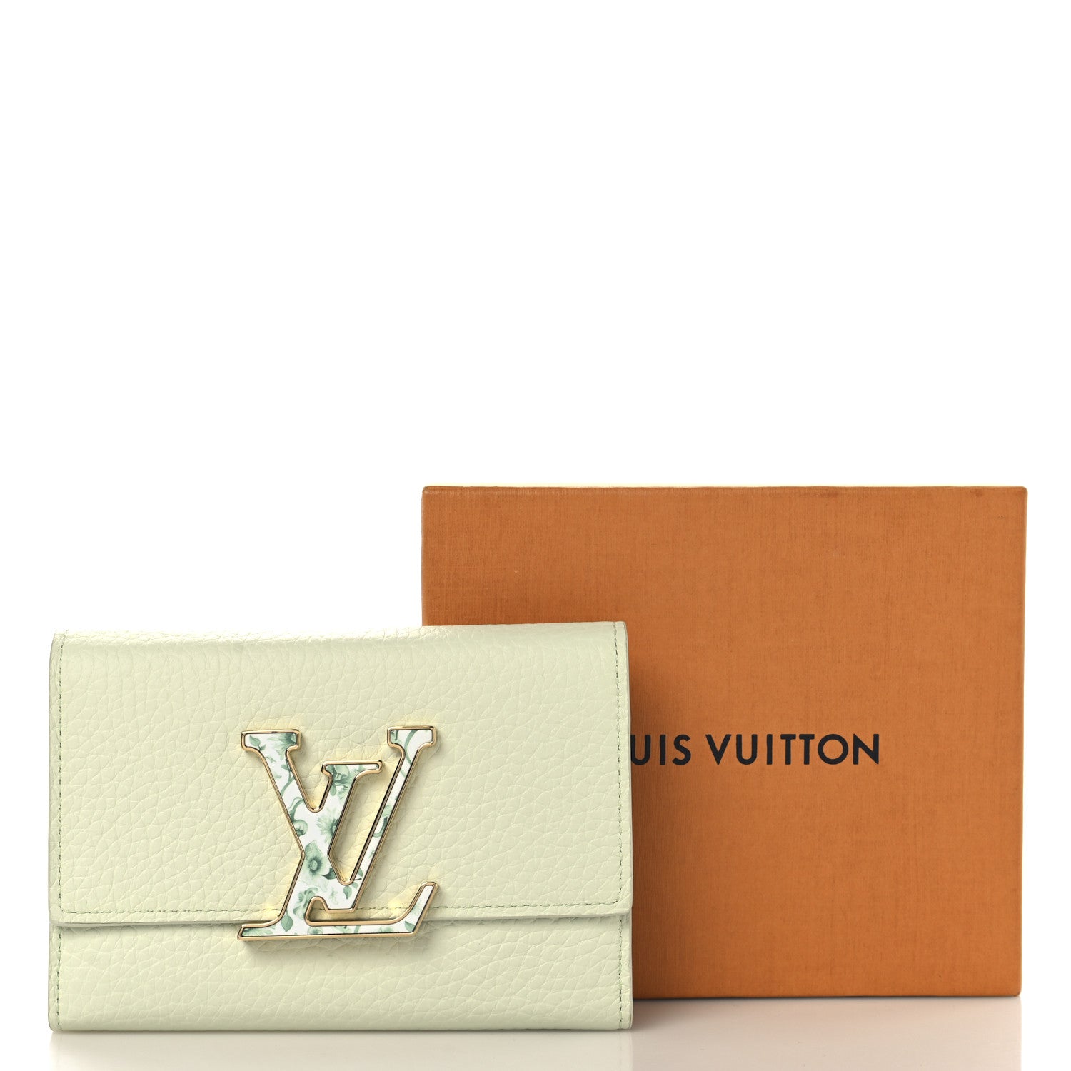 Louis Vuitton Taurillon Karung Capucines Compact Wallet Vert D'eau Green 8 of 8