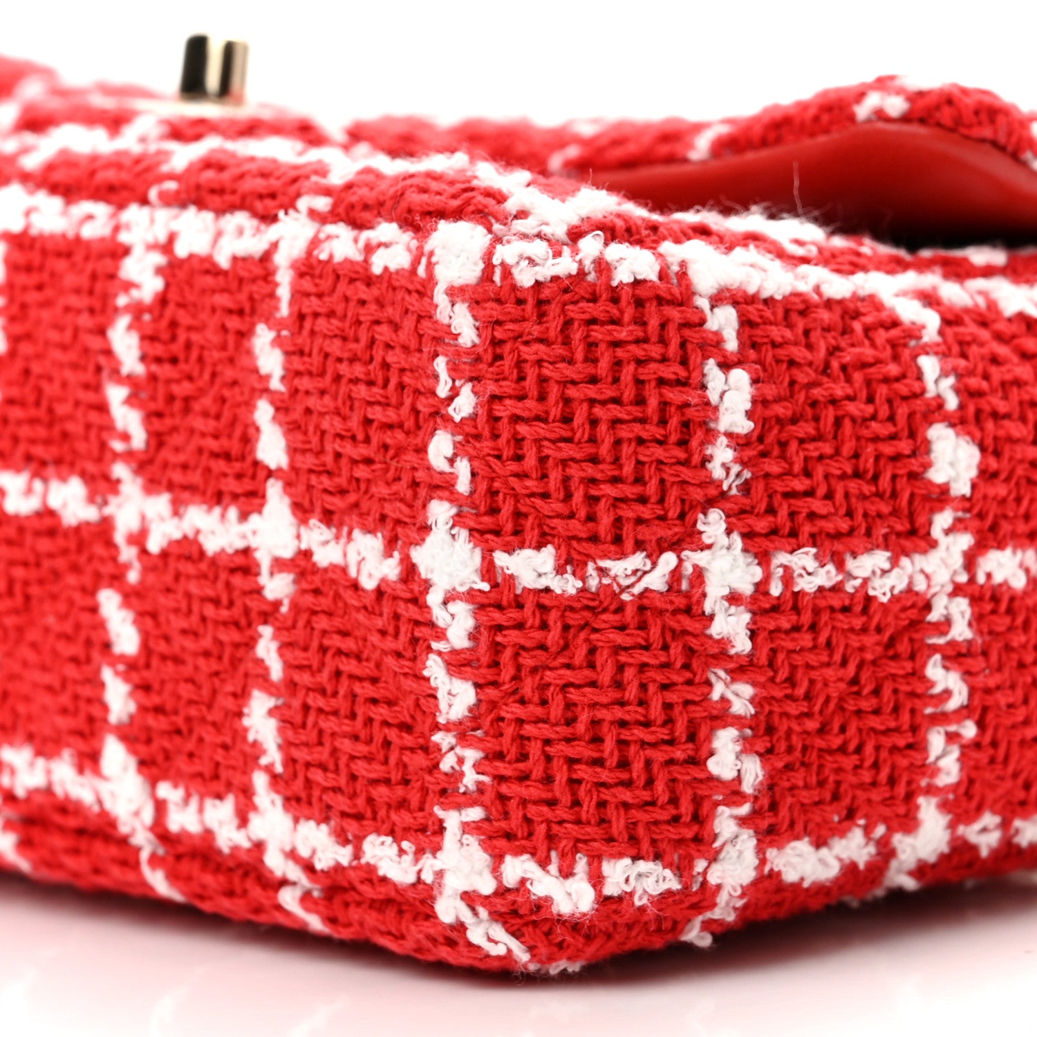 Chanel Tweed Quilted Mini Rectangular Flap White Red 10 of 11