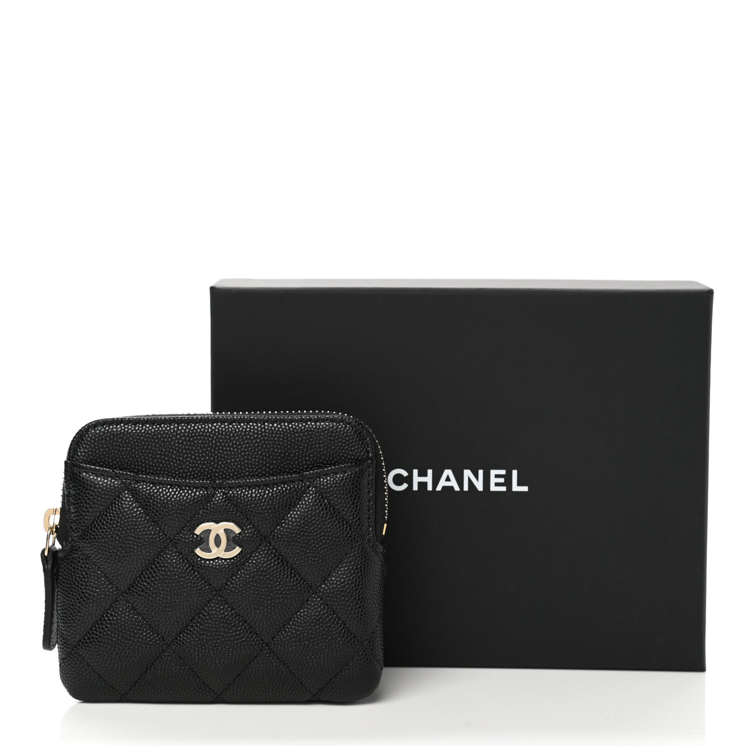Chanel Caviar Quilted Zip Card Holder Wallet Black 8 of 8